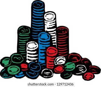 Vector illustration of pile of Casino chips