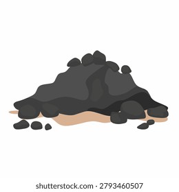 Vector illustration of a pile of coal on a white background. Coal for fuel.