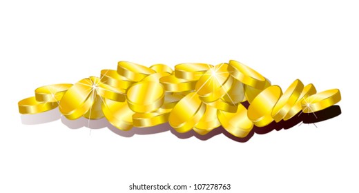 vector illustration of pile coins