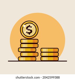ilustración vectorial de un montón de monedas. ilustración de diseño plano