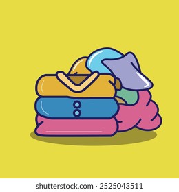 Ilustración vectorial de una pila de ropa sucia para lavar la ropa