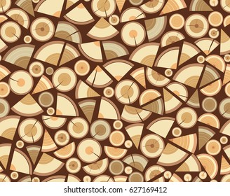 Vector illustration. Pile of firewood seamless pattern.