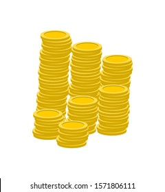 Vector illustration of a pile of gold coins on a white background