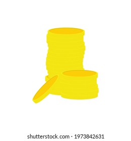 vector illustration of a pile of gold coins. vector flat design. isolated white background.