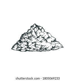 Illustration vectorielle d'un tas de poudre de thé matcha à base de feuilles de thé dans un style de dessin à main levée. Icône thé en poudre ou algues utile