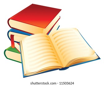 Vector illustration - a pile of old books