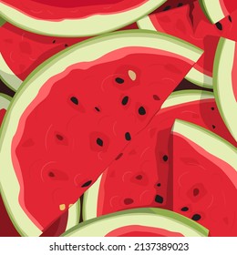 vector illustration of a pile of red watermelons. background for ads and patterns.