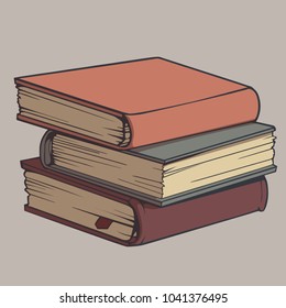 Vector Illustration Of A Pile Of Three Books In Vintage Color Pallete