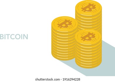 Vector illustration of piled up Bitcoin