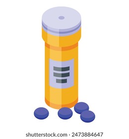 Vector illustration of a pill bottle with medication spilling out in an isometric view