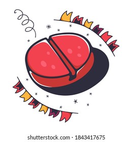 Vektorgrafik mit Pille. Einzeln auf weißem Hintergrund. Cute-Doodle-Illustrationen.
