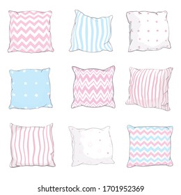 vector illustration of pillow, art, isolated, white, bed