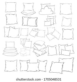 vector illustration of pillow, art, isolated, white, bed