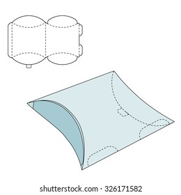 Vector Illustration of Pillow craft Box for Design, Website, Background, Banner. Folding package Template. Fold pack with die line for your brand on it