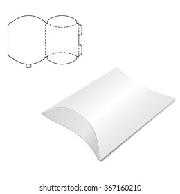 Vector Illustration of Pillow craft Box for Design, Website, Background, Banner. Folding package Template. Fold pack with die line for your brand on it