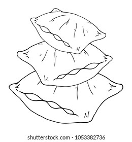 Vector illustration of a pillow. Hand drawn  pillow.