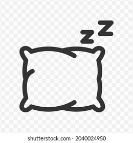 Vector illustration of pillow icon in dark color and transparent background(png).