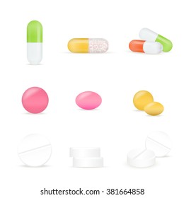 Vector illustration of a pills. Abstract style medical icons set