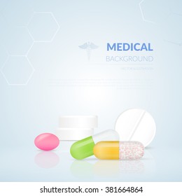 Vector illustration of a pills. Abstract style medical icons set 
