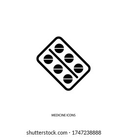 Vector Illustrationspillen Blisterpackung. Tablet-Symbol Flachstil