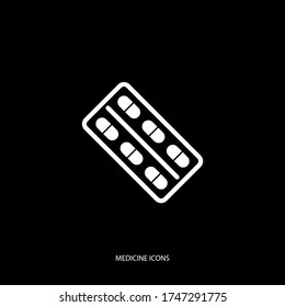 Vector illustration pills blister. Tablet icon. Flat style
