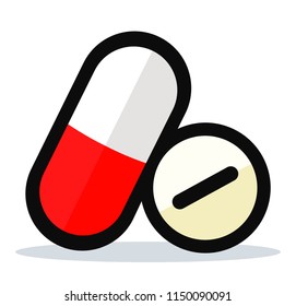 Vector illustration of pills on white background