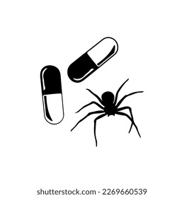 vector illustration of pills and spiders