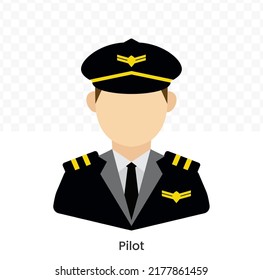 Vector illustration of Pilot Avatar in color on a transparent background (PNG). EPS Vector