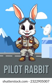 Ilustración vectorial, Conejo piloto, Clipart animal