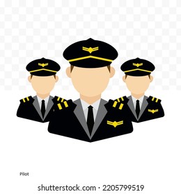 Vector Illustration Of Pilot Team Avatar In Color On A Transparent Background (PNG). EPS Vector