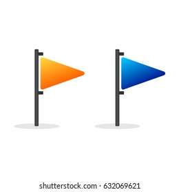 Vector illustration of pin flags. Location flags. White background.