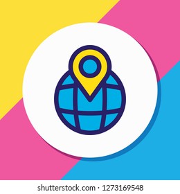 Vector illustration of pin icon colored line. Beautiful connect element also can be used as worldwide icon element.