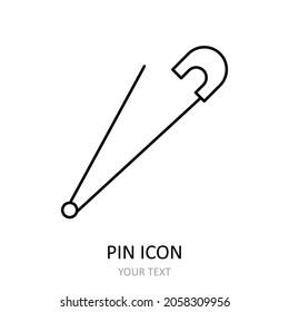 Vector illustration with pin icon. Linear drawing.