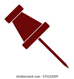 Vector Illustration of Pin Icon maroon
