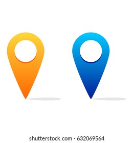 Vector illustration of pin icons. Location icons. Map pointer on white background.