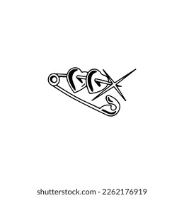 vector illustration of pin piercing heart concept