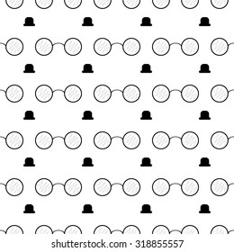 Vector illustration of pince-nez seamless pattern background.