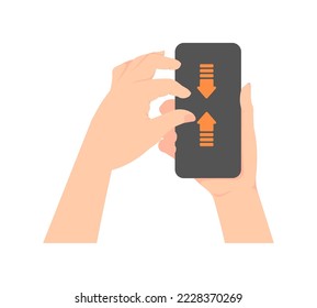 Vector illustration of pinching a smartphone