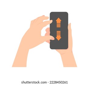 Vector illustration of pinching a smartphone