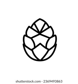 Vector illustration of a pine cone. Minimal icon in line style for christmas, new year celebration, festive presents.  Simple design for birthday party