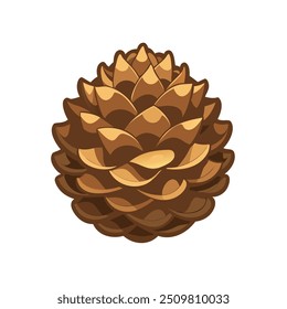 A vector illustration of a pine cone in warm brown tones, ideal for natural and rustic design projects