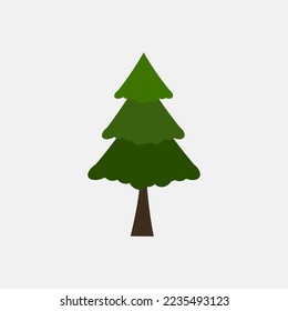 Vector Illustration of pine tree in cartoon style isolated on white background. Design element for poster, banner, card, sticker, and social media.