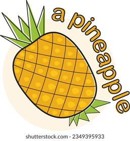 vector illustration of  The pineapple  (Ananas comosus).Pineapple is a tropical plant with an edible fruit,Bromeliaceae. ready to print,good using for farming logo ,education and learning for children