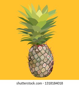 Vector illustration of pineapple. Bright and juicy exotic print.