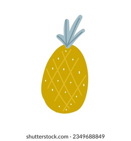 Vector illustration pineapple in cartoon style for card, sticker, postcard and print