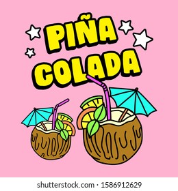VECTOR ILLUSTRATION OF A PINEAPPLE DRINKS, SLOGAN PRINT VECTOR