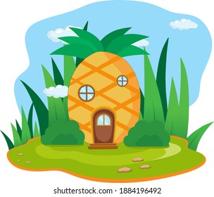 Ilustración vectorial de la casa de la fruta de la piña