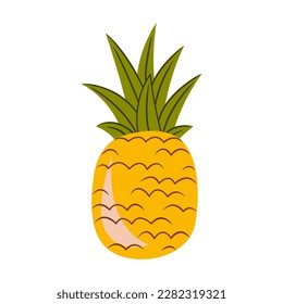 Vector illustration of a pineapple fruit on a white background. summer tropical fruits. Exotic