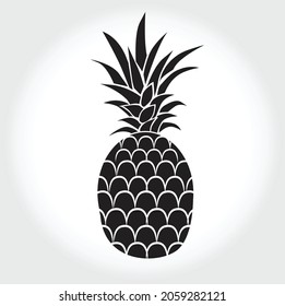 Vector illustration of Pineapple , icon, symbol, logo, Card, Banner, 
Pineapple Tropical Fruit. Vector Illustration. flat icon isolated on gray background