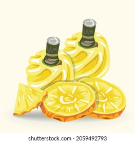 Vector illustration of Pineapple, icon, symbol, logo, Card, Banner, 
Pineapple Tropical Fruit. Vector Illustration. Pineapple vector. Fresh tropical fruit pattern style on white background.